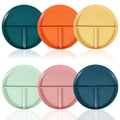 Evjurcn 6Pcs Divided Dinner Plates 3 Compartment Unbreakable Dinner Diet Plates Stackable Portion Control Dish Reusable Divider Plates Microwave Dishwasher Safe for Kids Adults Seniors