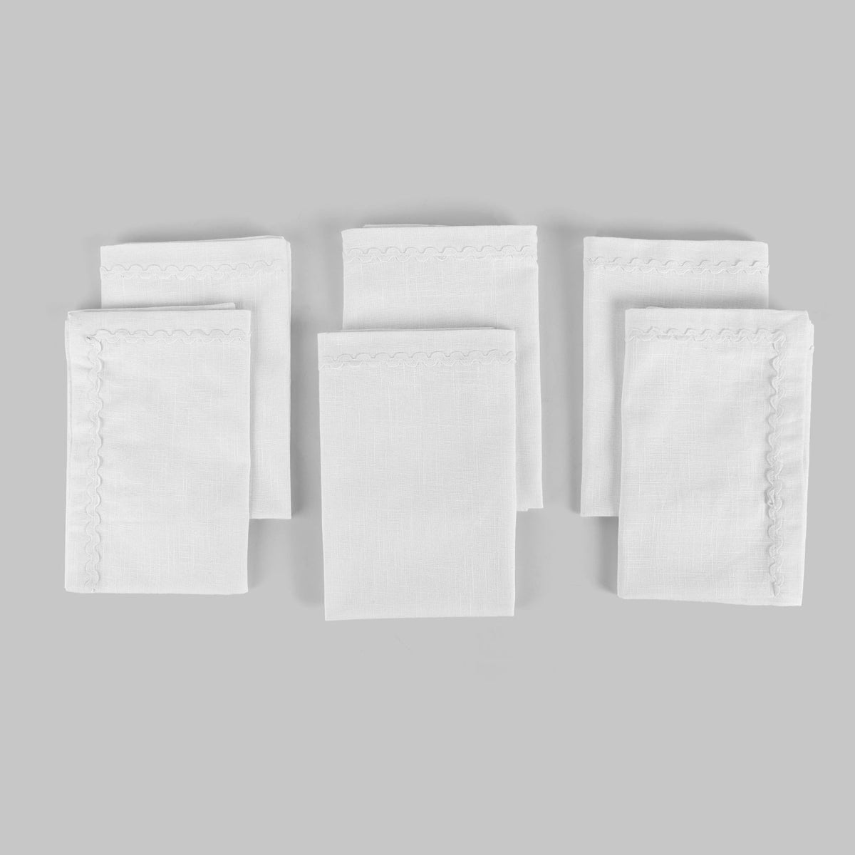 Fingercraft Cloth Napkin, Soft Quality Cotton Linen Blend Fabric, Dinner Napkins with Premium White Lace, 6 Pack, 20”x20” Aqua