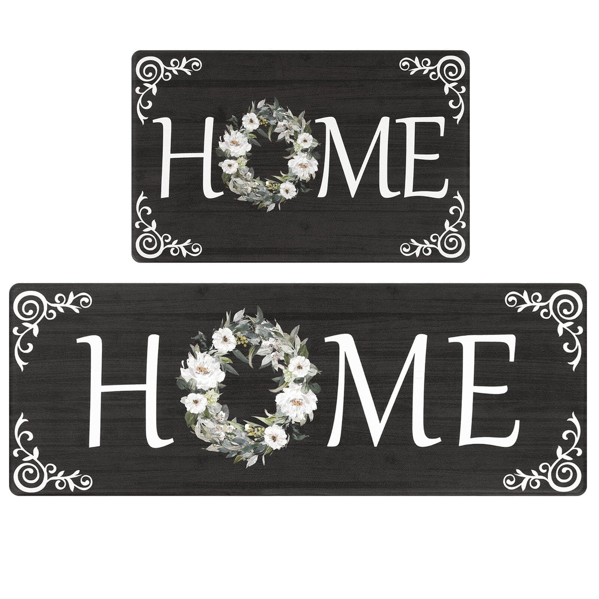 Findosom 2pcs Anti Fatigue Kitchen Rug Set,18"x30"+18"x47" Waterproof Non Slip Kitchen Runner Rug,0.4" Thick Cushioned Kitchen Floor Mats,Ergonomic Standing Mats Back Pain Relief Laundry Foam Rug