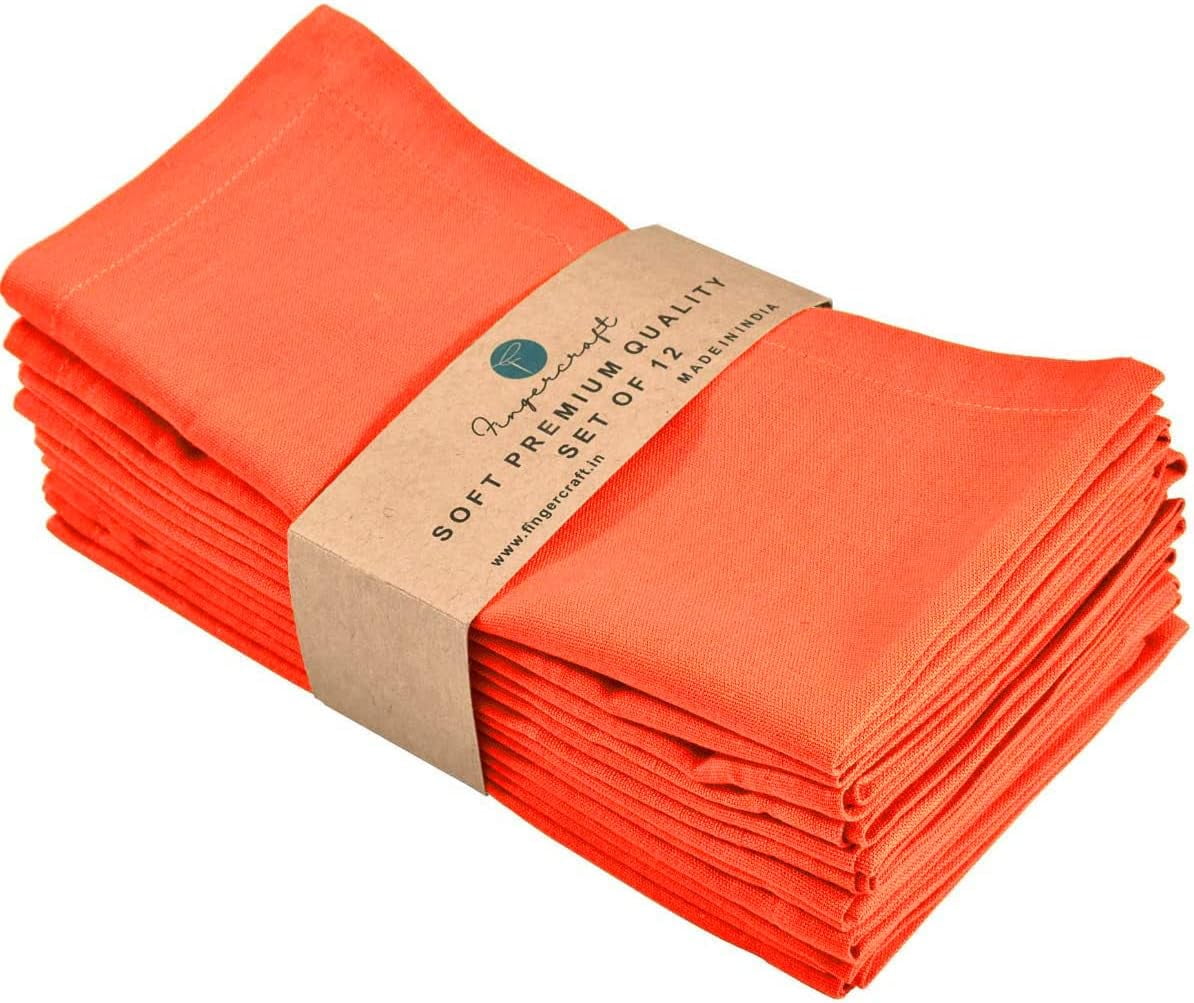 Fingercraft Cloth Napkin, Solid Color Cotton Linen Blend Table Napkins, Soft and Absorbent Fabric, Set of 12, Blush Pink