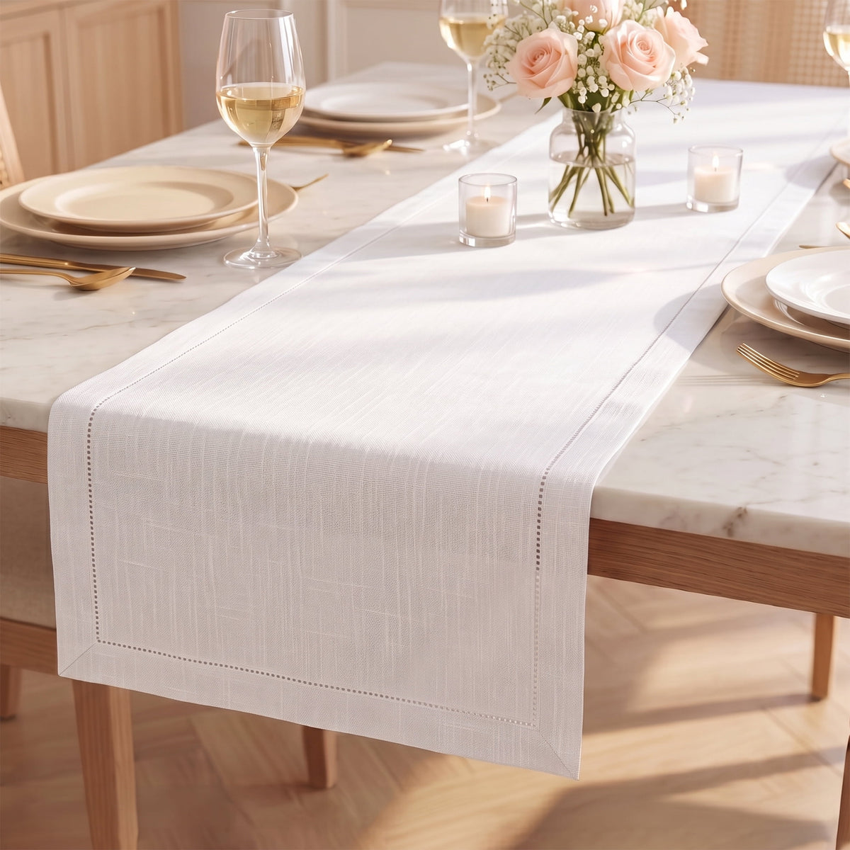 Fingercraft Table Runners, Cotton Dinner Table Centerpiece with Beautiful Premium Lace, Home and Dining Aqua-90
