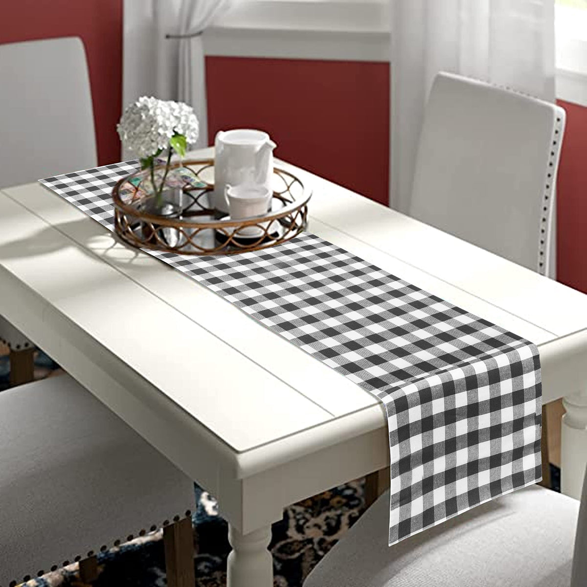 Fingercraft Table Runners, Cotton Dinner Table Centerpiece with Beautiful Premium Lace, Home and Dining Aqua-90