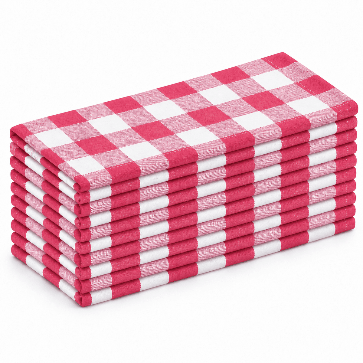 GFI LINEN CLUBS 100% Cotton Gingham Cloth Dinner Napkins, 18 x 18 in, Set of 12, Blue & White