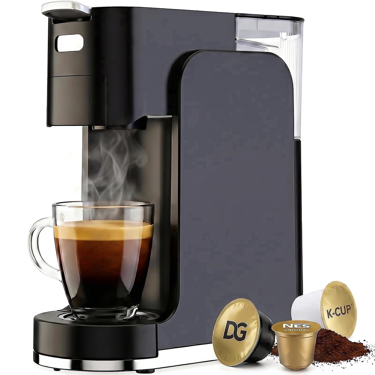 GVODE 4-in-1 Single Serve Coffee Maker, 3-Second Heat-Up, 20 Bar Hot and Iced Espresso Machine, White