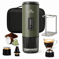 GVODE Portable Espresso Machine, Self-Heating 3-in-1 Portable Coffee Maker, 20 Bar Electric Travel Espresso Maker for Capsules & Ground Coffee, Green