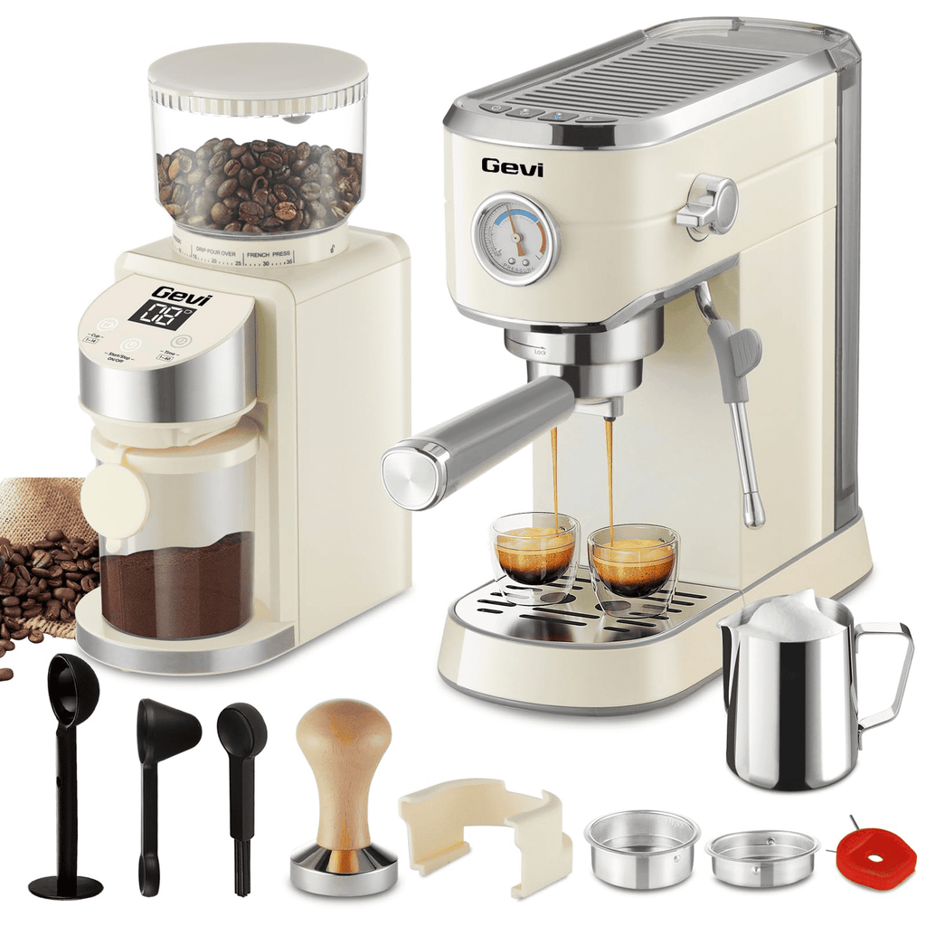 Gevi 20 Bar Espresso Machine & Burr Grinder Combo, 35 Precise Grind Settings, Professional Automatic Coffee Maker, Perfect Gift for Coffee Lovers