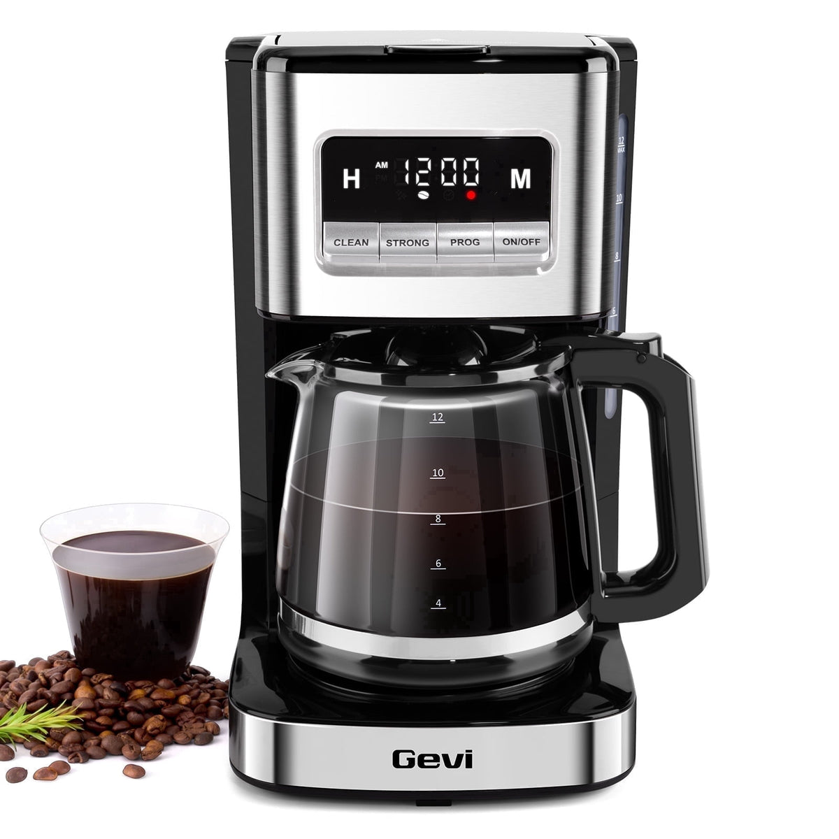 Gevi 14-Cup Programmable Drip Coffee Maker, Stainless Steel Smart Coffee Pot with Touch Control & Automatic Clean, Summer Edition