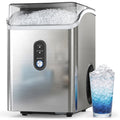 Goosiay Countertop Nugget Ice Maker, 33lbs Per Day Portable Ice Machine with Soft Chewable Pellet Ice, Stainless Steel, Silver