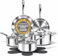 Gotham Steel 10 Pcs Stainless Steel Cookware Set, Pots and Pans Set Non Stick with Induction Cookware, Made Without Forever Chemicals, Metal Utensil Safe, Oven and Dishwasher Safe