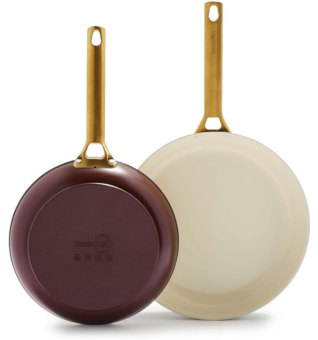 GreenPan Reserve Ceramic Nonstick 10" and 12" Frypan Set | Burgundy