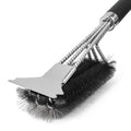 Grill Brush and Scraper, 3-in-1 BBQ Grill Brush for Outdoor Grill, 17.3" Heavy Duty Steel Wire Grill Cleaner, Detachable PP Handle, Gifts for Daddy