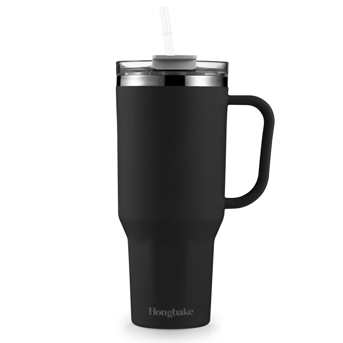 HONGBAKE 40 oz Tumbler with Handle and Straw Lid, Insulated Stainless Steel Tumbler, Travel Mug Fits Cup Holder, Dusty Lavender