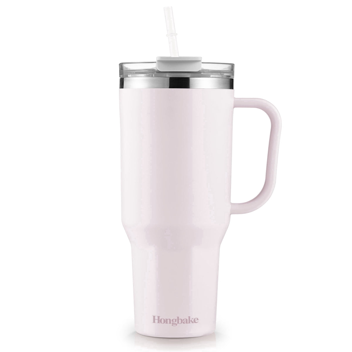 HONGBAKE 40 oz Tumbler with Handle and Straw Lid, Insulated Stainless Steel Tumbler, Travel Mug Fits Cup Holder, Dusty Lavender