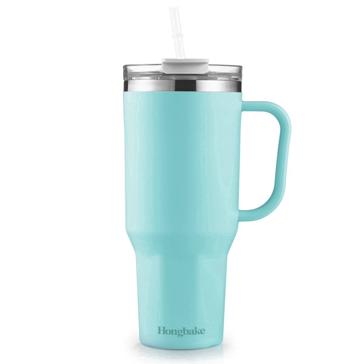 HONGBAKE 40 oz Tumbler with Handle and Straw Lid, Insulated Stainless Steel Tumbler, Travel Mug Fits Cup Holder, Dusty Lavender