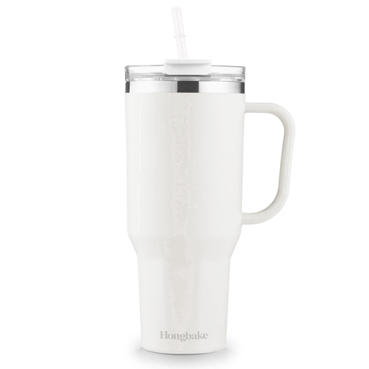 HONGBAKE 40 oz Tumbler with Handle and Straw Lid, Insulated Stainless Steel Tumbler, Travel Mug Fits Cup Holder, Dusty Lavender