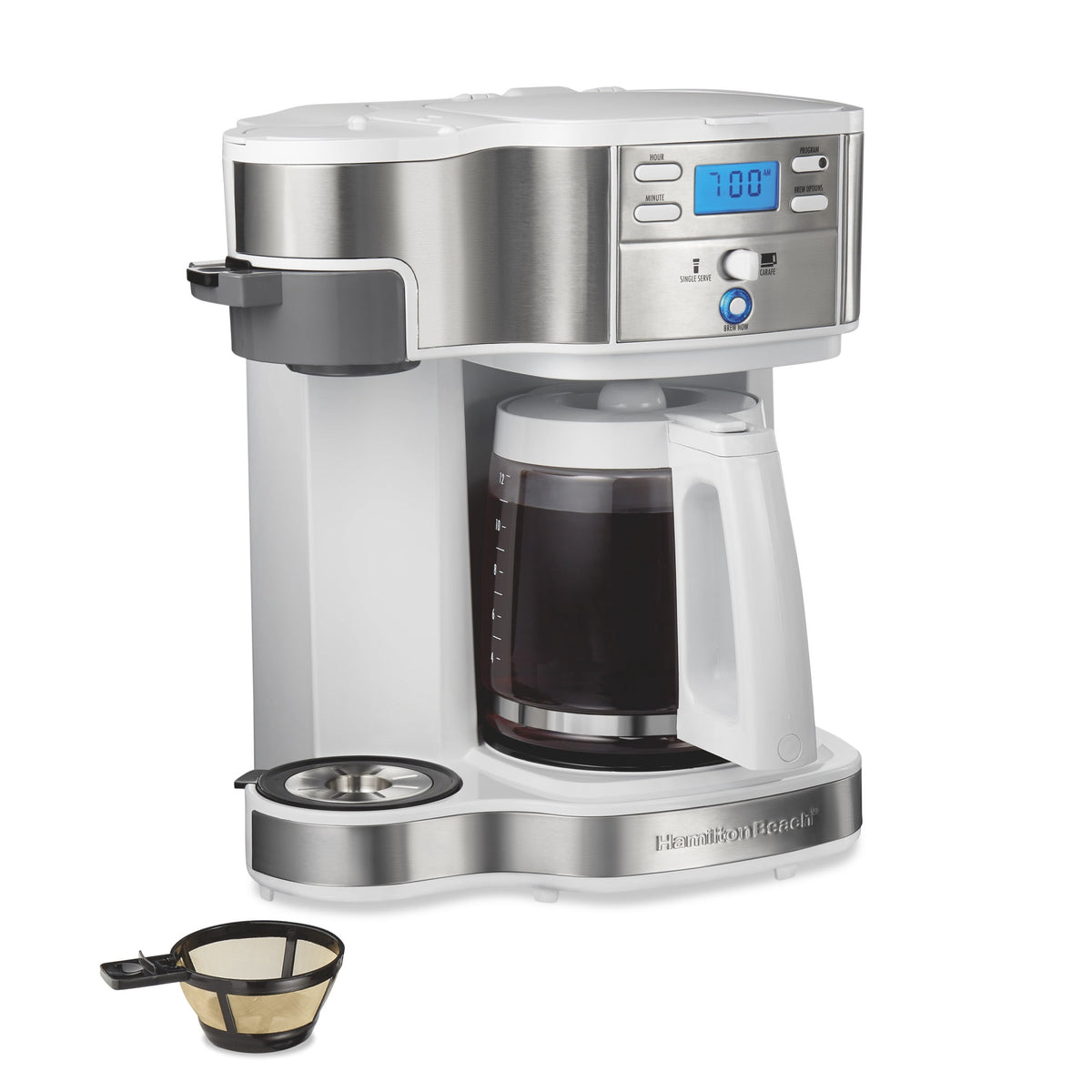 Hamilton Beach 2-Way Programmable Coffee Maker, Single Serve Coffee Maker & 12-Cup Coffee Pot, Black