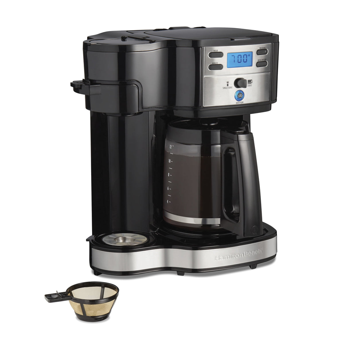 Hamilton Beach 2-Way Programmable Coffee Maker, Single Serve Coffee Maker & 12-Cup Coffee Pot, Black