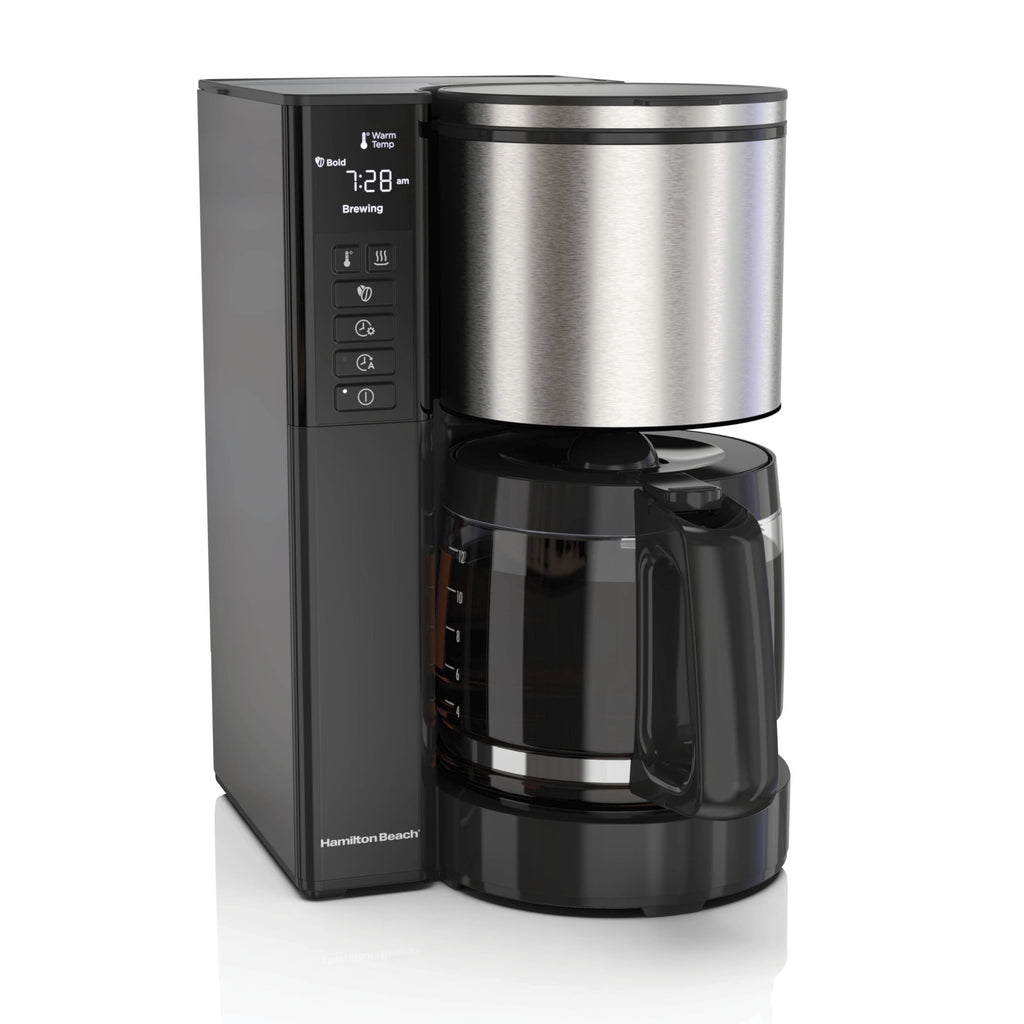 Hamilton Beach Premium 12-Cup Programmable Drip Coffee Maker Machine with Glass Coffee Pot, Black