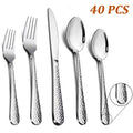 Vesteel Hammered Silverware Set, 40-Piece Stainless Steel Flatware Cutlery Set for 8, Includes Knives, Forks, Spoons, Mirror Polished & Dishwasher Safe
