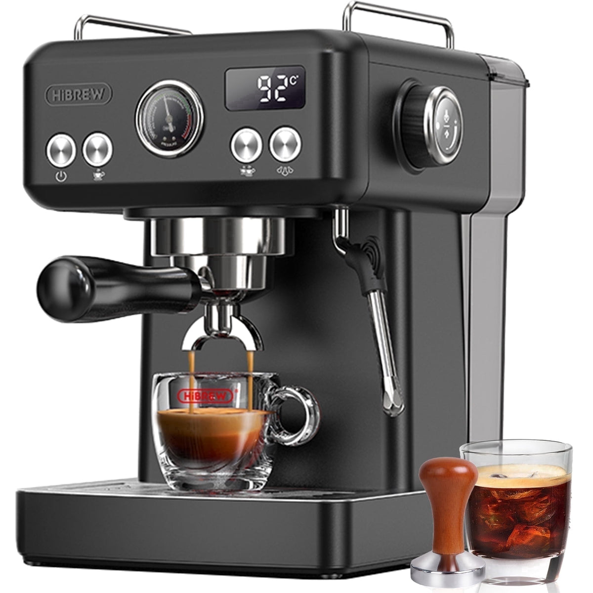 HiBREW 58mm Espresso Machine H10A, 20 Bar Coffee Maker with PID Temperature Control &Steam Wand, Stainless Steel Coffee Machine for Home Use