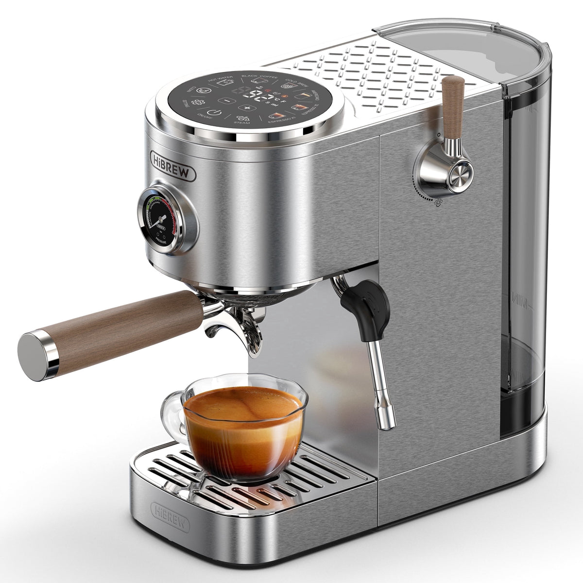 HiBREW H13 Semi-Automatic Espresso Maker - 6 Programmable Drink Modes, 1.3L Water Tank & Adjustable Pre-Infusion