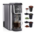 Jesslyn 3 in 1 Single Serve Coffee Maker: K Cup Coffee Machine Compatible with Grounds, Instant Coffee Pot, Tea Maker Brewer - Removable 50 oz Water Reservoir, 120V 1150W, Black