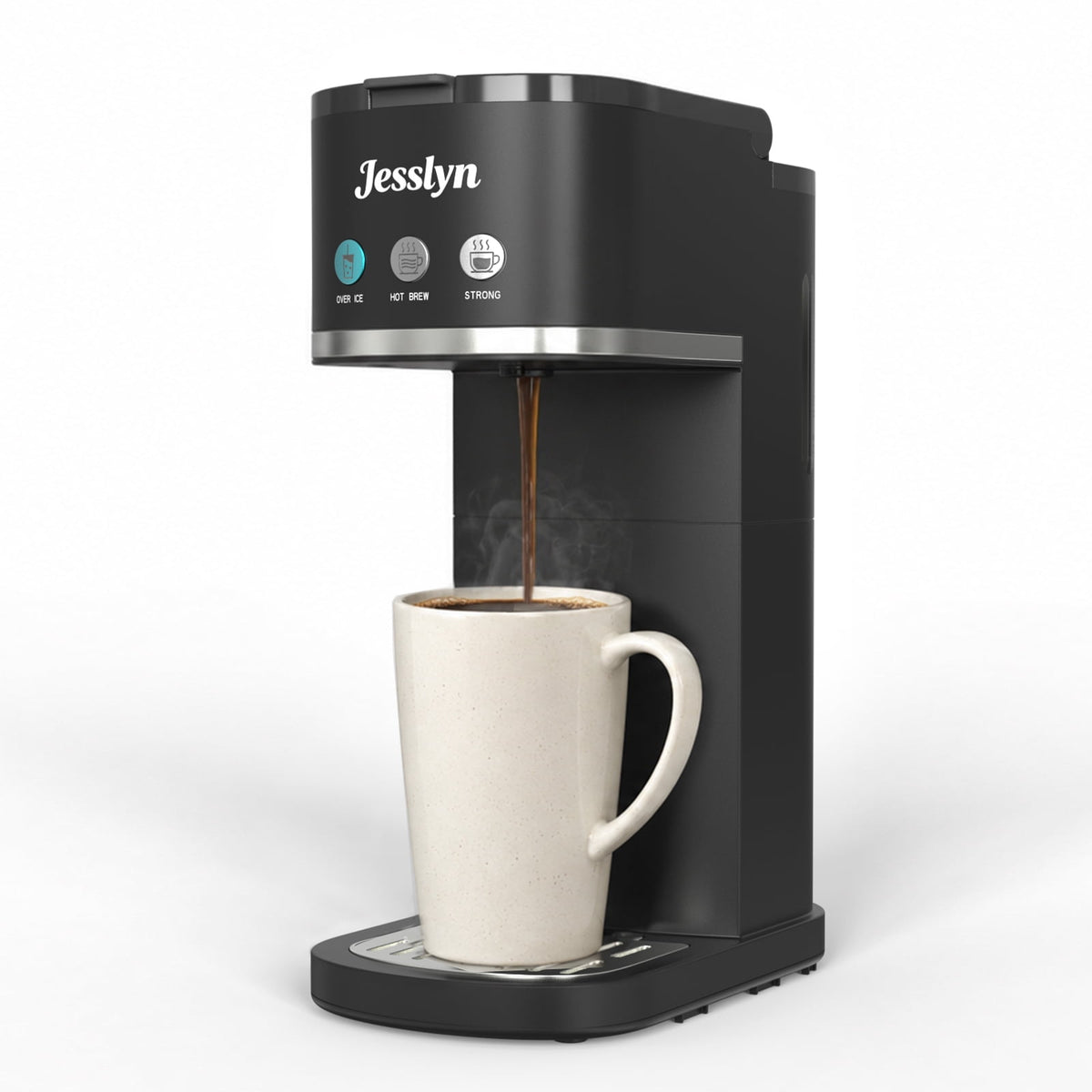 Jesslyn Single Serve Coffee Maker: Coffee Machine Compatible with K Cup Capsules & Grounds, Black