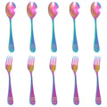 Jetcloudlive 10 Pieces Kids Silverware Set, Stainless Steel Toddler Utensils, Rainbow Kids Cutlery Set, Kids Forks and Spoons Includes 5 Forks, 5 Spoons
