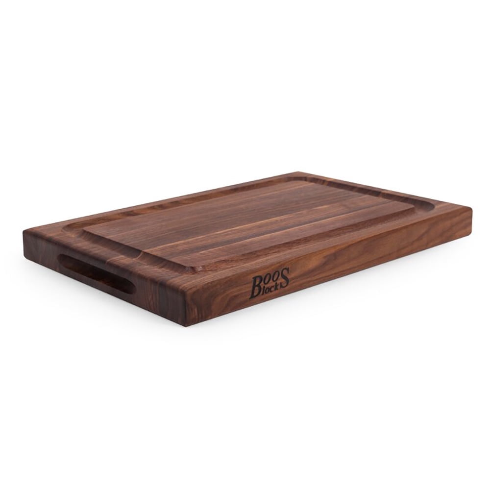 John Boos BBQ Collection Reversible Wood Cutting Board,Juice Groove, Walnut