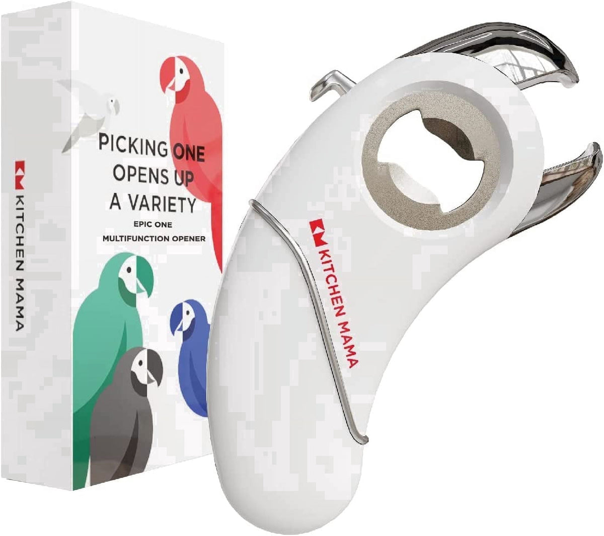 Kitchen Mama Epic One Magnetic Multifunction Opener: Beer, Soda Can, Pull Tab, Jar Opener (Red)