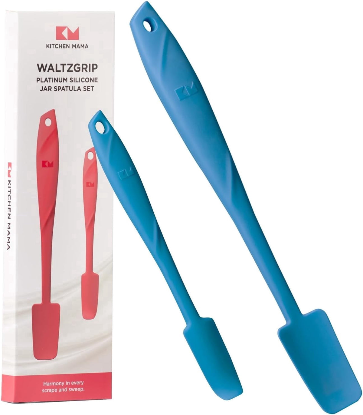 Kitchen Mama WaltzGrip Platinum Silicone Jar and Can Spatula Utensil Set (Red)