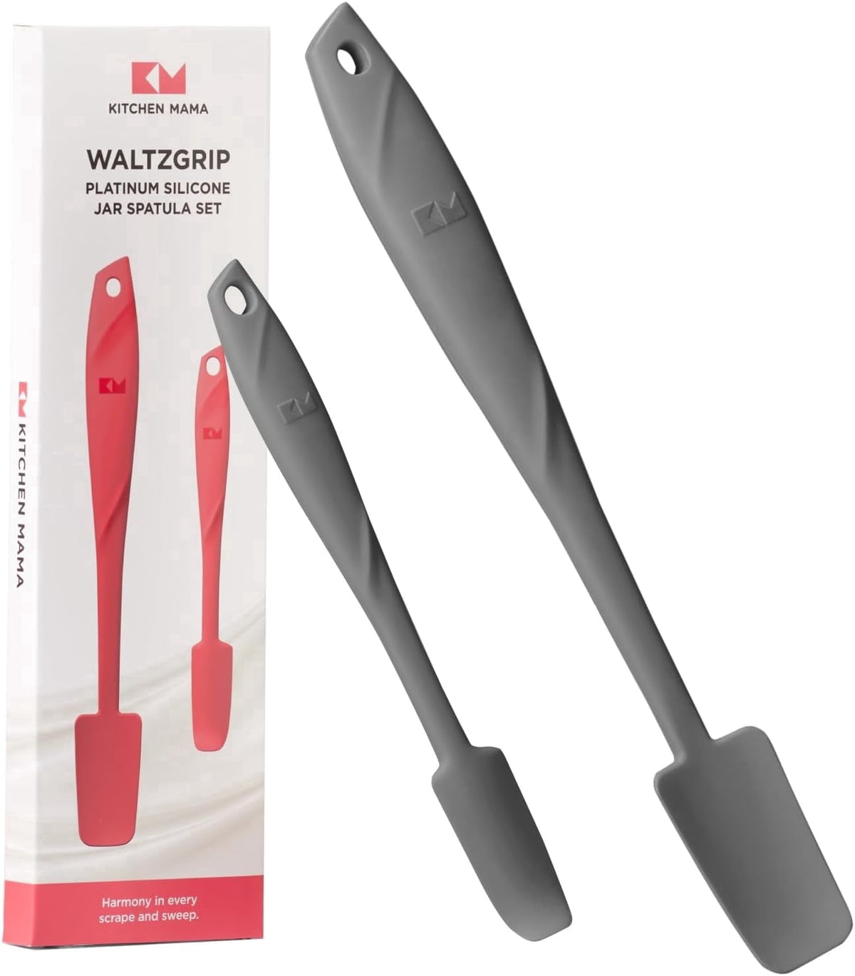Kitchen Mama WaltzGrip Platinum Silicone Jar and Can Spatula Utensil Set (Red)
