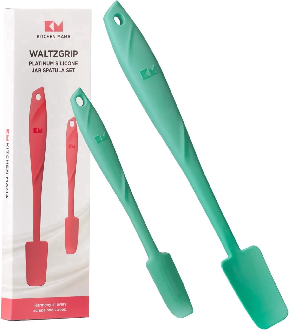 Kitchen Mama WaltzGrip Platinum Silicone Jar and Can Spatula Utensil Set (Red)