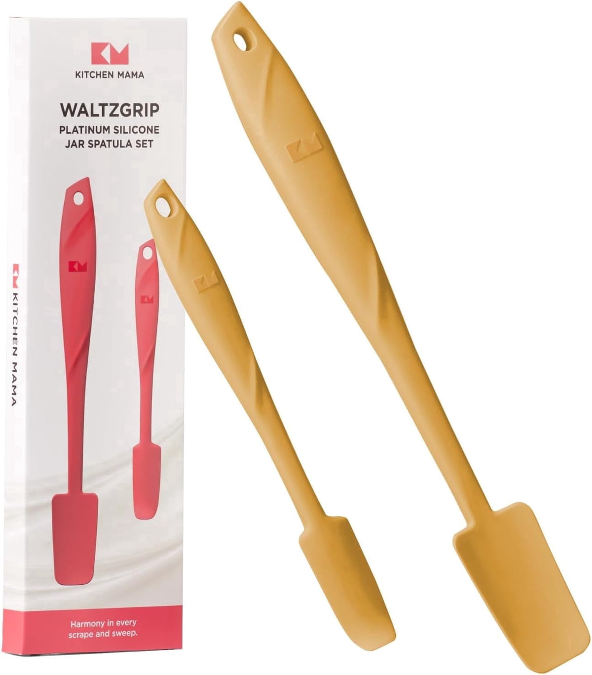 Kitchen Mama WaltzGrip Platinum Silicone Jar and Can Spatula Utensil Set (Red)