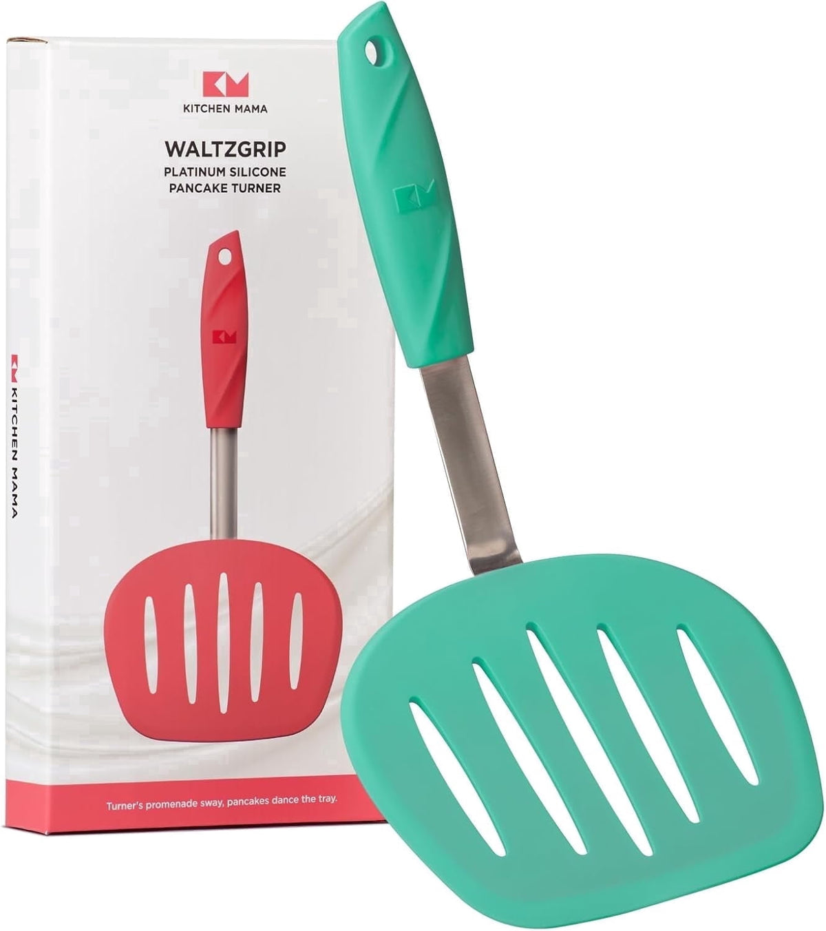 Kitchen Mama WaltzGrip Platinum Silicone Pancake Spatula Turner (Gray)