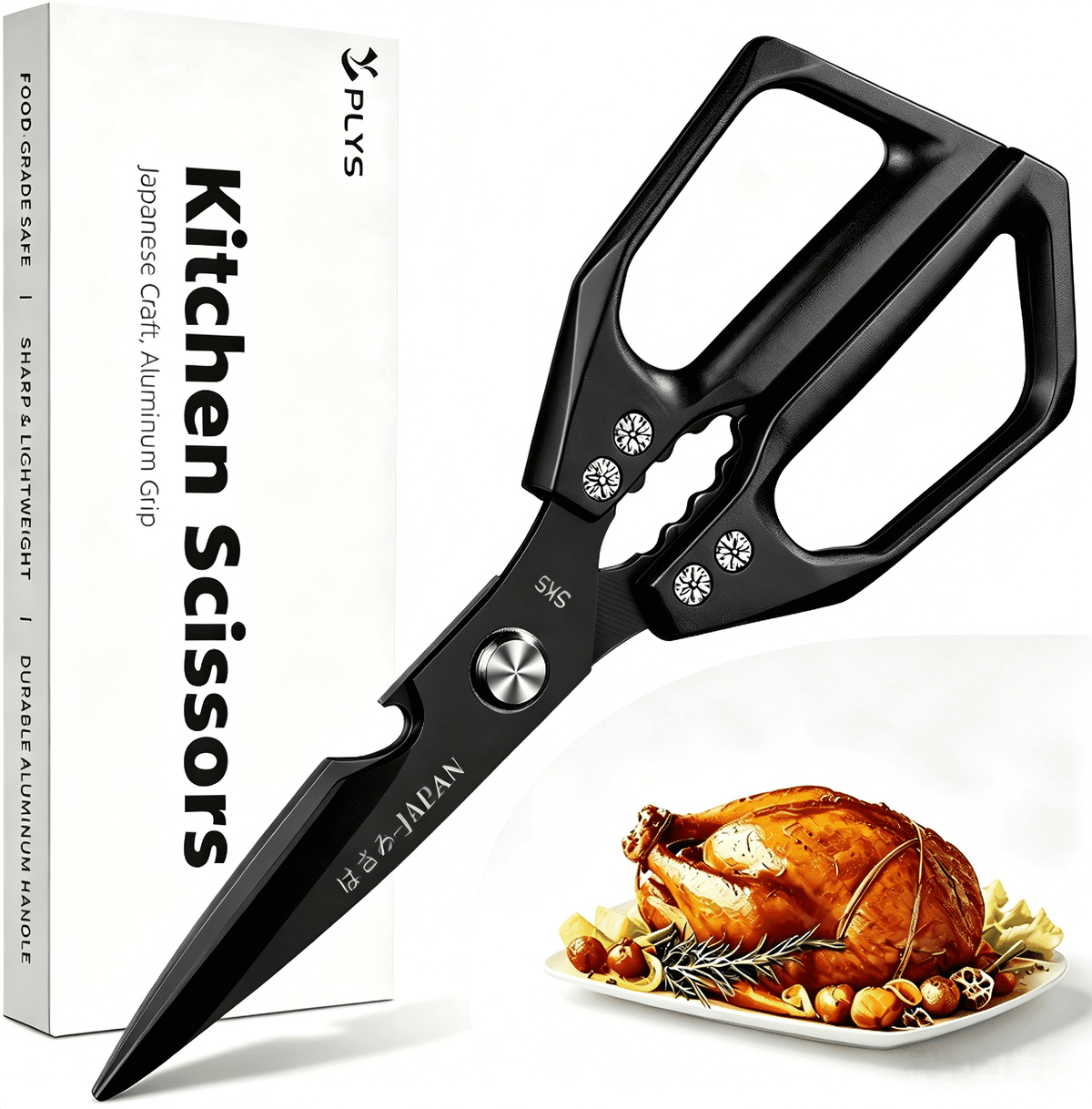 Plys Kitchen Shears Heavy Duty All-Purpose Stainless Steel Dishwasher Safe