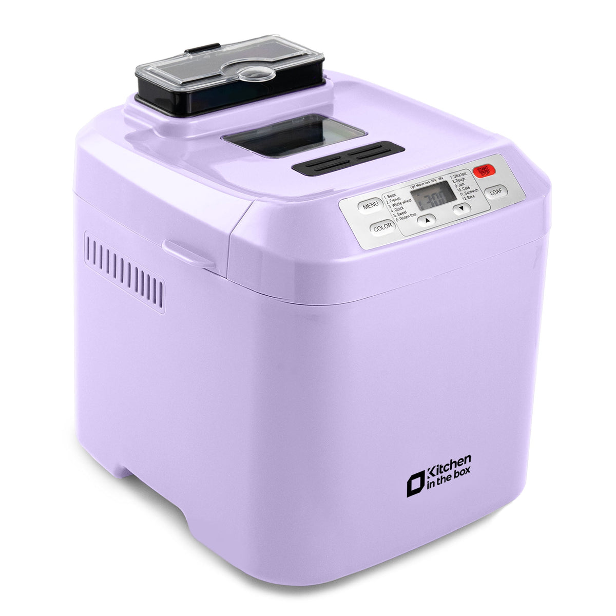 Kitchen in the Box 2lb Bread Maker with Auto Fruit Nut Dispenser, 12-in-1 Gluten-Free Bread Machine, 13H Delay Timer, Nonstick Pan, Keep Warm, White