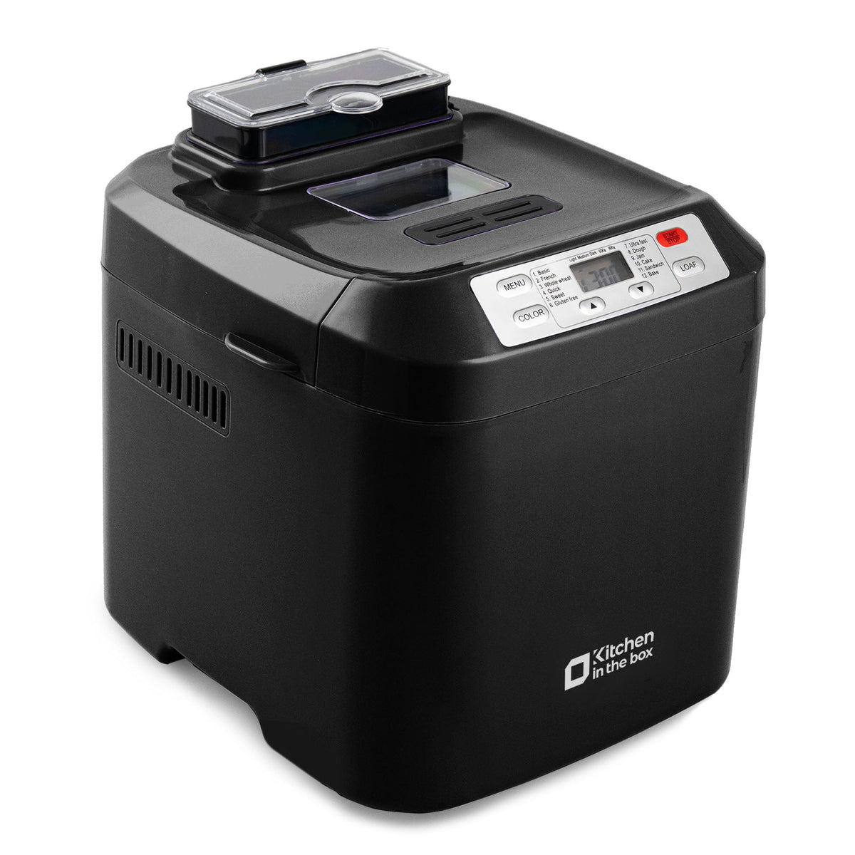 Kitchen in the Box 2lb Bread Maker with Auto Fruit Nut Dispenser, 12-in-1 Gluten-Free Bread Machine, 13H Delay Timer, Nonstick Pan, Keep Warm, White
