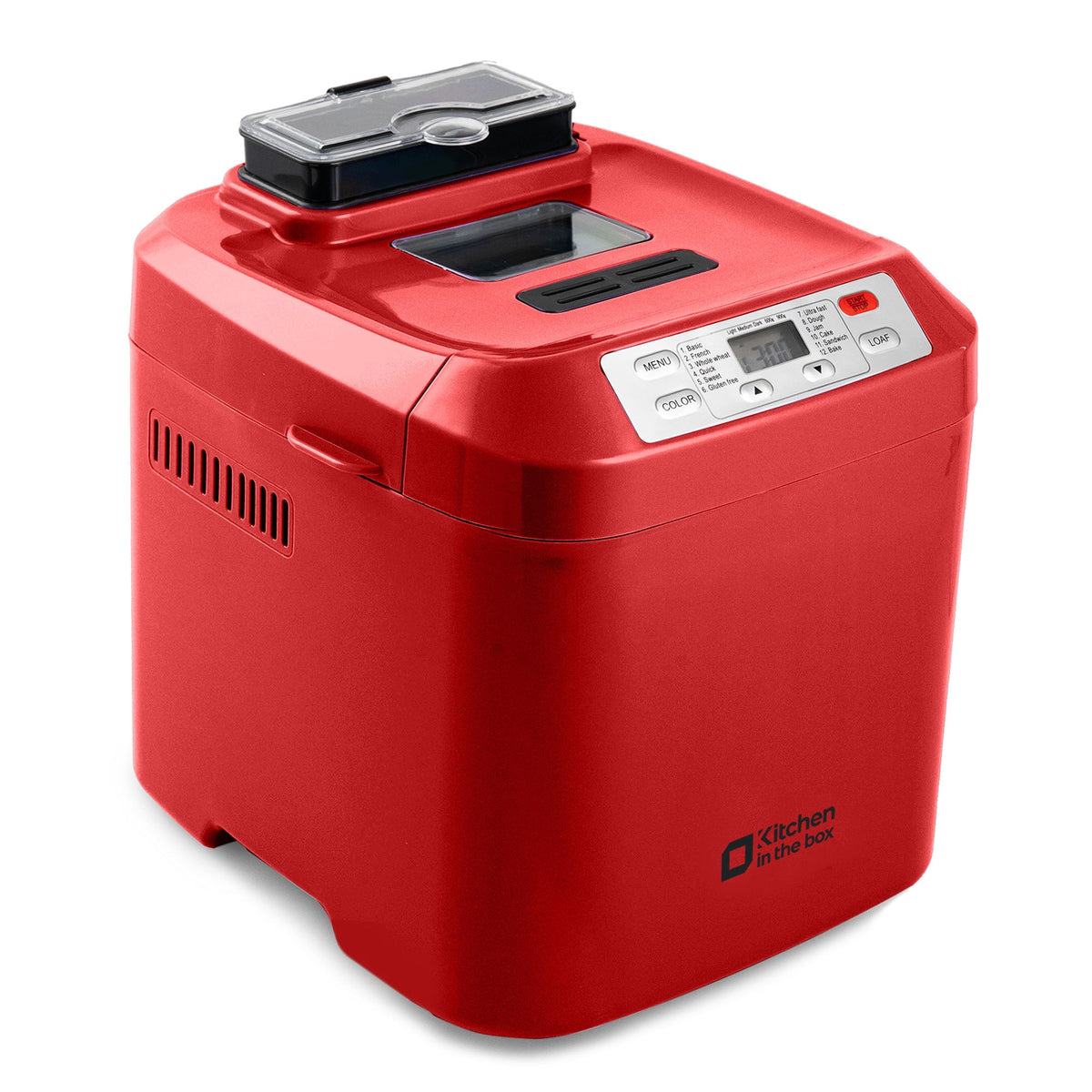 Kitchen in the Box 2lb Bread Maker with Auto Fruit Nut Dispenser, 12-in-1 Gluten-Free Bread Machine, 13H Delay Timer, Nonstick Pan, Keep Warm, White
