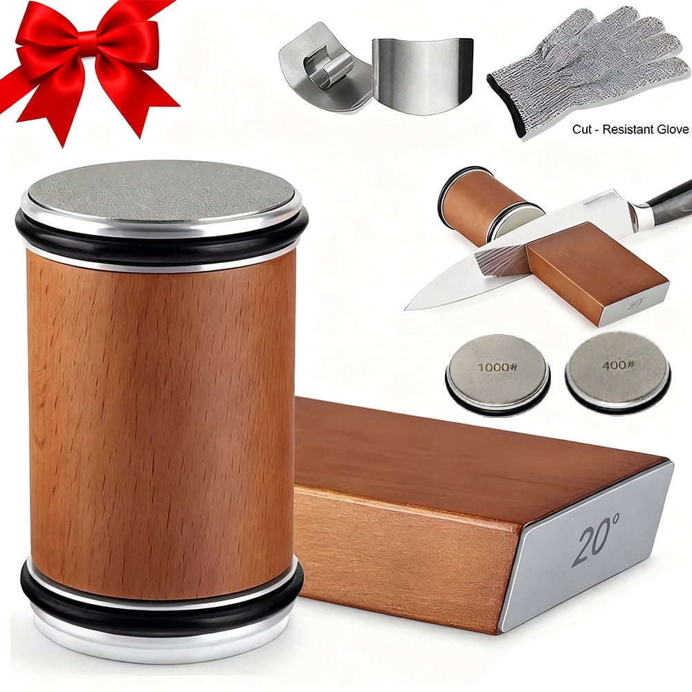 MYVIT Rolling Knife Sharpener System Kit,4-Angle Tumbler Double Diamond 400 1000 Discs Sharpening Stone for Kitchen Knives