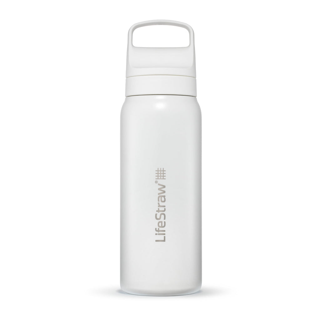 LifeStraw Go Series Stainless Steel Water Filter Bottle; 24oz; Polar White