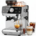 MOEFO Espresso Machine with Grinder, 20 Bar Programmable Semi-Automatic Coffee Maker, Visual Pressure Gauge & Touchscreen, Compact Design with 44-Grind Settings, Make Americano, Latte
