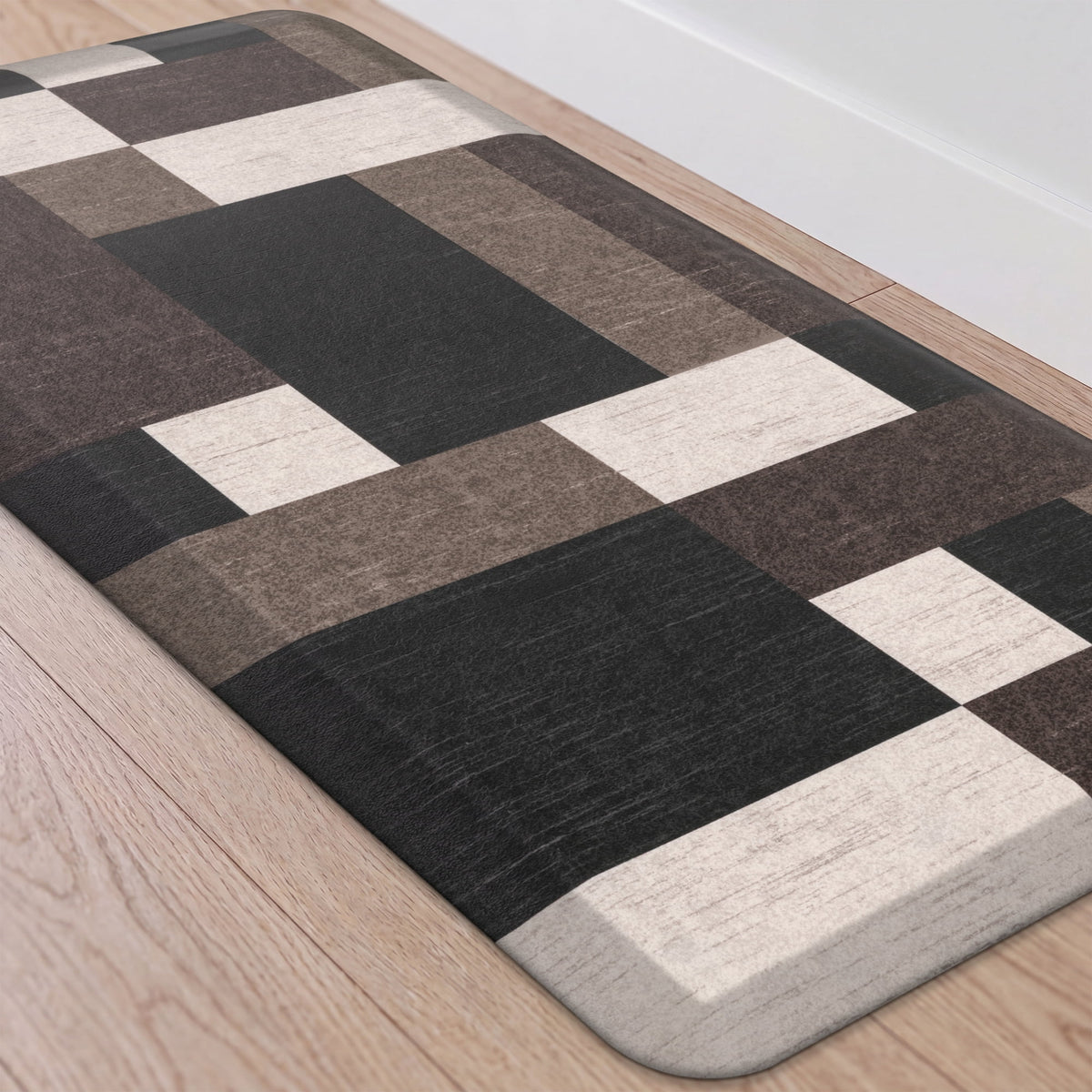 MeyJey 4/5 Inch Thick Anti Fatigue Kitchen Rug 20”x39”, Non Slip Waterproof Floor Mats for Kitchen Sink Laundry Office, Black/Gray