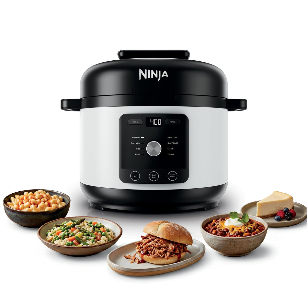 Ninja HyperHeat 8-in-1 Electric Pressure Cooker with SimpliServe Pot — 6.5 Qt, Cooks Up to 2X Faster, 1200W, Feeds 8–10, Sage Leaf