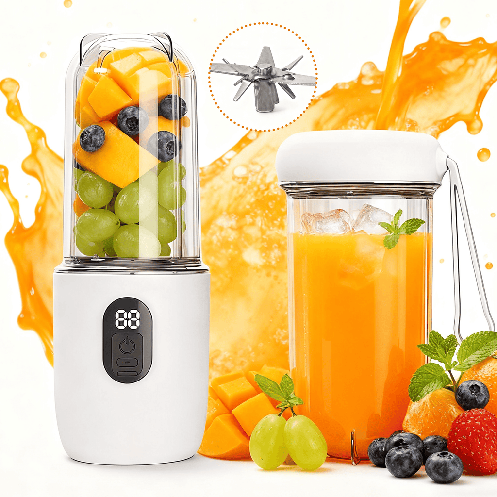 ORFELD Portable Blender with 16 Durable Stainless Steel Blades,17 Oz(500ml) Cordless Small Smoothie & Shake Maker,Juicer for Outdoors,Camping,White