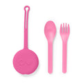 OmieBox OmiePod Kids Utensils Set with Case - 2 Piece Plastic, Reusable Fork and Spoon Silverware with Pod for Kids, Travel, Lunch Boxes - Bubble Pink by OmieLife