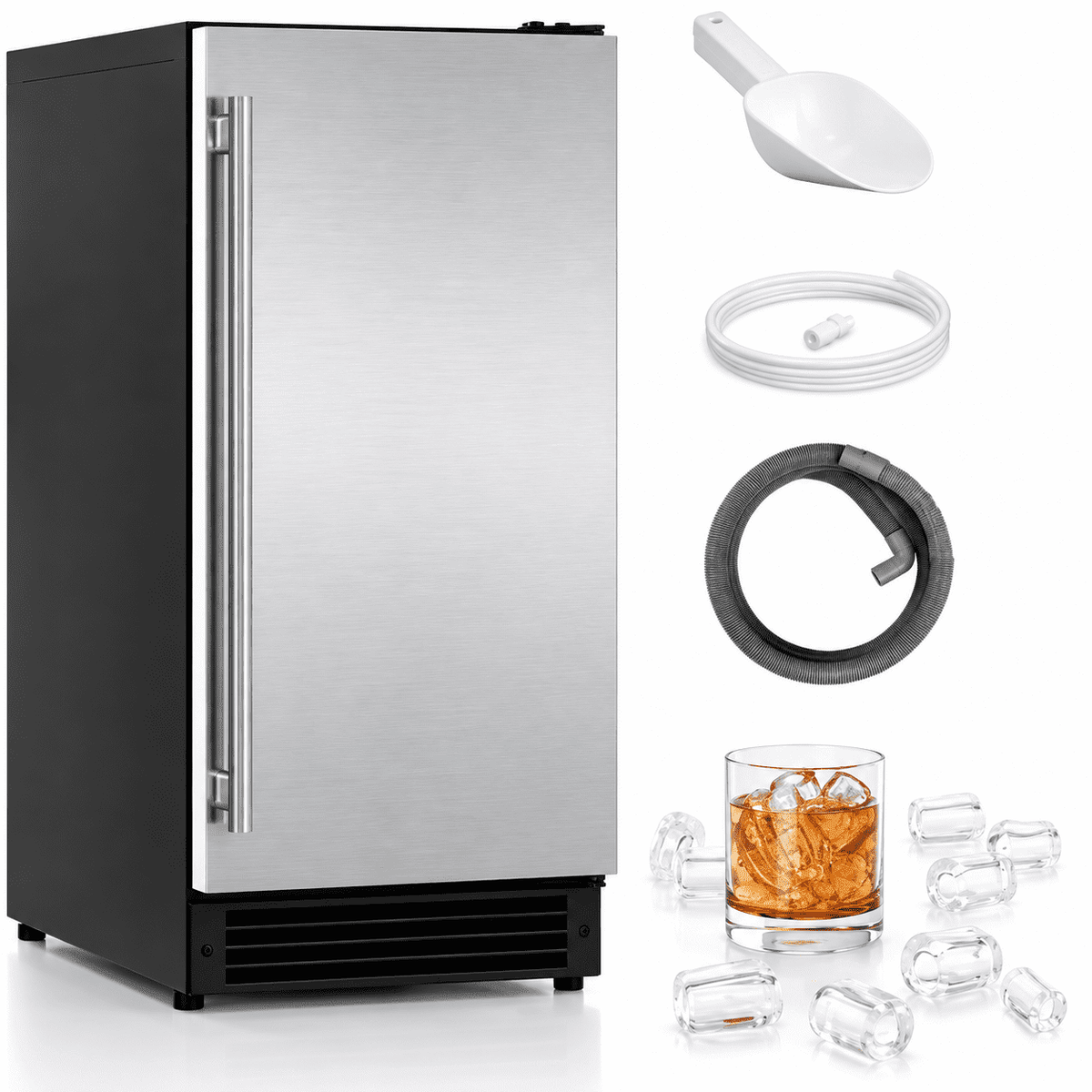 RIOXC Gourmet Top Hat Ice Maker 70 lbs, 15 Inch Built-in Undercounter Machine, Spray Tech for Home Bar & Commercial, ETL