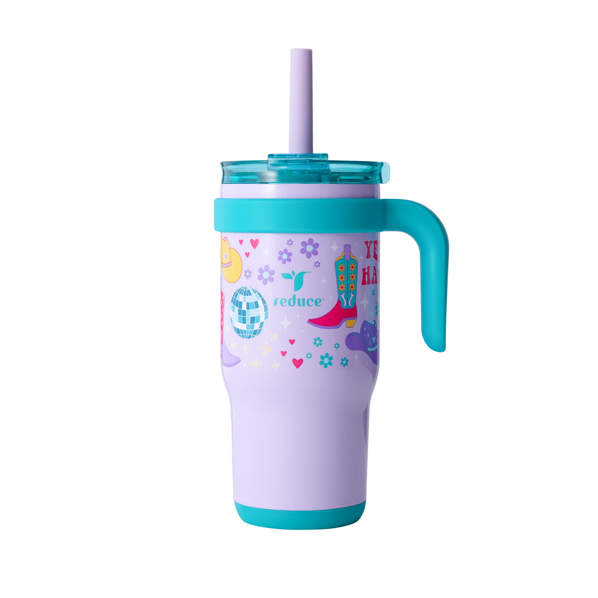 Reduce Coldee Kids Insulated Tumbler with Straw, 18oz Stainless Steel Spill-Proof Cup with Handle, Smiles
