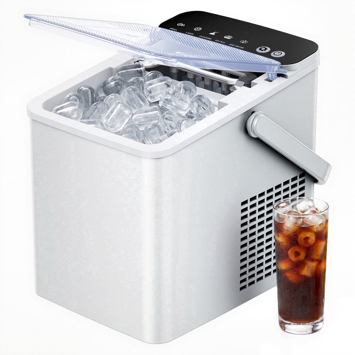 SIMZLIFE Portable Countertop Ice Maker, 26 Lbs/Day, 9 Bullet Ice Cubes in 6 Minutes, 2 Ice Sizes, Self-Cleaning Ice Machine, Black