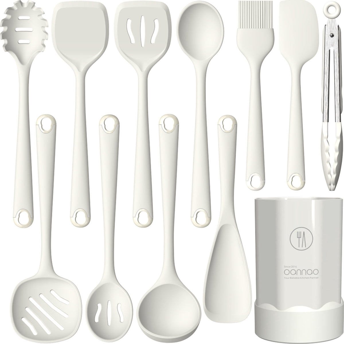 Silicone Kitchen Utensils Set, 600°F Heat Resistant Silicone Cooking Utensils, Spatula, Spoon, Whisk, Tongs, Kitchen Gadgets Tools Sets for Nonstick Cookware, Dishwasher Safe BPA Free (Black)